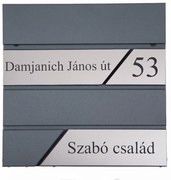 Fém postaláda, gravírozott felirattal, antracit "4"