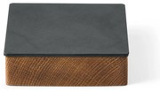 Antracitszürke-natúr színű fedeles-dekoratív fa-öko bőr tárolódoboz 11x11x3,5 cm Square Nupo – LIND DNA
