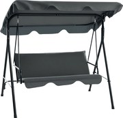 Outsunny Hollywood Hinta, Ülőpárnával, 3 Fős Kertihinta Állítható Napernyővel, Hinta Pad 240 kg-ig, Kerthez, Teraszhoz, 172 x 110 x 153 cm, Szürke | A
