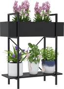 Outsunny Két Szintes Virágtartó, Virágos Polc Belső és Külső Használatra, Fém Virágláda, Többszintes Virágos Állvány, 70 cm Magas Virágtartó Nappaliho