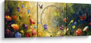 Kép - Tavaszi virágos rét, festmény (órával) (90x30 cm)