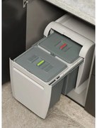 Hulladékgyűjtő Elletipi CITY BOX, szürke – 2 rekeszes, 1 fedéllel, fix tetővel, 2*18L