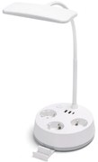 Aigostar B.V. Aigostar - LED fényerőszabályozható asztali lámpa aljzatokkal és USB-vel LED/4,6W/230V fehér B1031143K