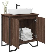 barna tölgy szerelt fa fürdőszobai mosdószekrény 60x35x60 cm