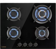 Klarstein Goldflame 4, gázfőzőlap, 4 sárgaréz égőfej, üvegkerámia