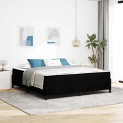 Boxrugós ágy Fekete és fekete 180 x 200 cm Textil és mérnöki fa