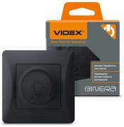 Videx Binera fekete színű süllyesztett 200W-os dimmer kapcsoló LED-hez