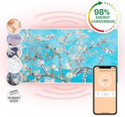 Klarstein Wonderwall Air Art Smart, infravörös hősugárzó, 120 x 60 cm, 700 W, alkalmazás, mandulavirág