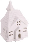 Porcelán házikó ledes világítással - 9,3x7,2x6,4 cm - fehér