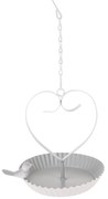 Függő fém etető Bird´s heart fehér, 18 x 21 cm