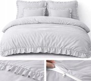 Ágyneműhuzat 200x220 Fodros Szett 3 Részes Mikroszálas Szürke Szín Világos