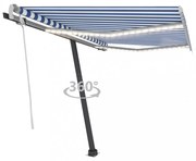 kék és fehér kézzel kihúzható LED-es napellenző 350x250 cm