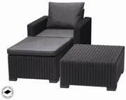 Kerti bútorok Keter terített asztal + fotel + California grafit