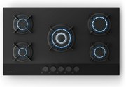 Klarstein Velaire gáztűzhely, 5 égős elektromos gyújtással, Földgázzal és LPG-vel kompatibilis, 10400 W, 90 cm