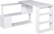 HOMCOM Forgó Sarok Íróasztal L-Alakú Íróasztal Polccal 120x110x74.5 cm Fehér | Aosom