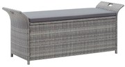 szürke polyrattan tárolópad párnával 138 cm