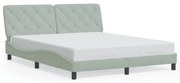 világosszürke bársony ágykeret LED-ekkel matrac nélkül 160 x 200 cm