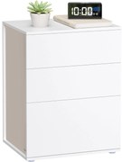 VASAGLE éjjeliszekrény 3 tárolófiókkal, matt fehér és cappuccino bézs színben