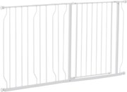 PawHut Ajtóvédő Lépcsővédő 10/20 cm-es Kiterjesztéssel, Fúrás Nélküli Lépcsővédő, 75-145 cm-es Szélességig, Mindkét Oldalon Forgatható, Acél, Fehér |