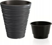 Kis homokszínű virágcserép betéttel, sötétszürke 29,5 cm