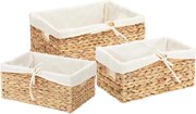 vidaXL Tárolókosarak 3 pcs Természetes 40 x 30 x 18 cm Vízi jácint