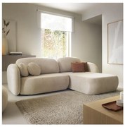L-alakú, jobb oldali, kihúzható sarokkanapé tárolóhellyel OLBIA, bézs