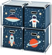 Űr gyerekpolc textildobozokkal, 68 x 70 x 35 cm