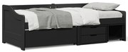 Napozóágy 3 fiókkal matrac nélkül IRUN Fekete 90x200 cm