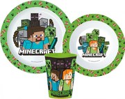 Minecraft Pixelcraft étkészlet, micro műanyag szett, pohárral 260 ml