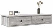 szürke sonoma szerelt fa falipolc fiókokkal 100 x 37,5 x 19 cm