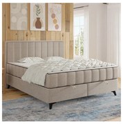 Kárpitozott ágy matracokkal és topperrel, tárolóhellyel ALICIA 140x200 cm bézs