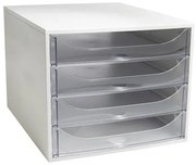 Irattároló, műanyag, 4 fiókos, EXACOMPTA Ecobox Office, szürke-áttetsző (EX228323D)