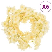 6 db pezsgőszínű karácsonyi virágfüzér 180 cm