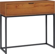 HOMCOM Tárolós Konzol Asztal, Ipari Stílusú Kanapé Asztal, Oldal Asztal Előszobába, Nappaliba, Előcsarnokba, Acél, Barna, 80 x 30 x 76 cm | Aosom