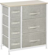HOMCOM 7 fiókos szövetfiókos tárolószekrény hálószobába, nappaliba, folyosóra 63,5x30x71 cm Szürke | Aosom
