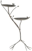 Antikolt zöld fém madártető két tálcás állvány 78 cm