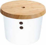 Kesper 32622 Tároló doboz műanyag/bambusz, fehér,átmérő 21 cm