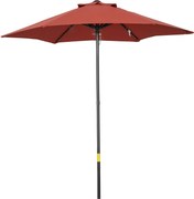 Outsunny Ernyő Ø196 cm, hatszögletű erkélyernyő, strandernyő, szélálló, stabil piaci ernyő, tekerhető ernyő napvédelemhez strandhoz, erkélyhez, kerthe