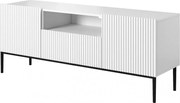 Nicole 150 cm-es TV-szekrény nyitott polccal - matt fehér / fekete lábak