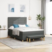 Boxspring ágy matraccal és paddal Sötétszürke 140x200 cm Szövet