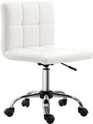 HOMCOM Irodai Szék, Ergonomikus Íróasztali Szék Karfa Nélkül, Magasságban Állítható Forgószék, Számítógép Szék Irodához, Tanulószobába, Műbőr, Fehér |