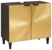 Mosdókagyló szekrény polcokkal Fekete és Arany 62 x 33 x 58 cm