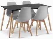 Étkezőgarnitúra 1 + 4, fekete ADRIA asztal 120x80 cm + szürke KITO szék