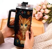 Thermo bögre termosz nagy kulacs Vörös Macska Cica cica Pop Art 1200ml