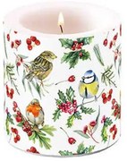 Karácsonyi átvilágítós gyertya kicsi Téli Madárdal