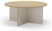 Krémszínű-natúr színű kerek dohányzóasztal tölgyfa dekoros asztallappal ø 80 cm Hillary – Marckeric