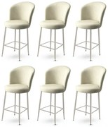 Alte Cream and Chrome bárszék szett, 6 db, 6 db