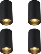 4 darabos modern, felületre szerelhető spotlámpa szett fekete 5,5 cm GU10 50 mm - Tuba
