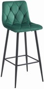 NADO VELVET sötétzöld bárszék fekete lábakkal