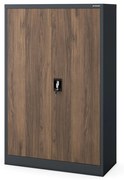 Szekrény KEVIN, 900 x 1400 x 400 mm, Eco Design: antracit/ dió